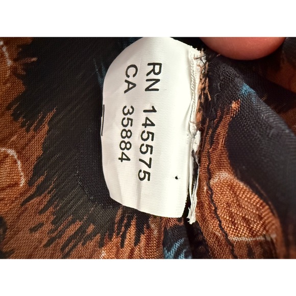 The Korner Sheer Leopard Print Blouse Womens XL Brown Blue Long Sleeve Tunic Top - Picture 9 of 11